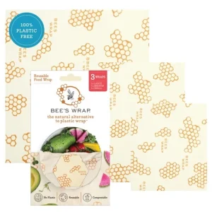 Bee's Wrap Beeswax Food Wraps, 3 Pack Small, Medium, Large, 3 Honeycomb