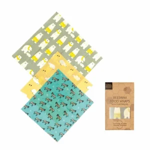 Beeswax Food Wraps - Organic and Reusable - 3 Pack (1 Large, 2 Medium)