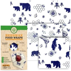 Beeswax Wraps for Food Storage-Pack of 3 Reusable with Organic Cotton - Prese...
