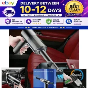 3-in-1 Handheld Vacuum Cleaner USB Rechargeable Car Home Blower Black